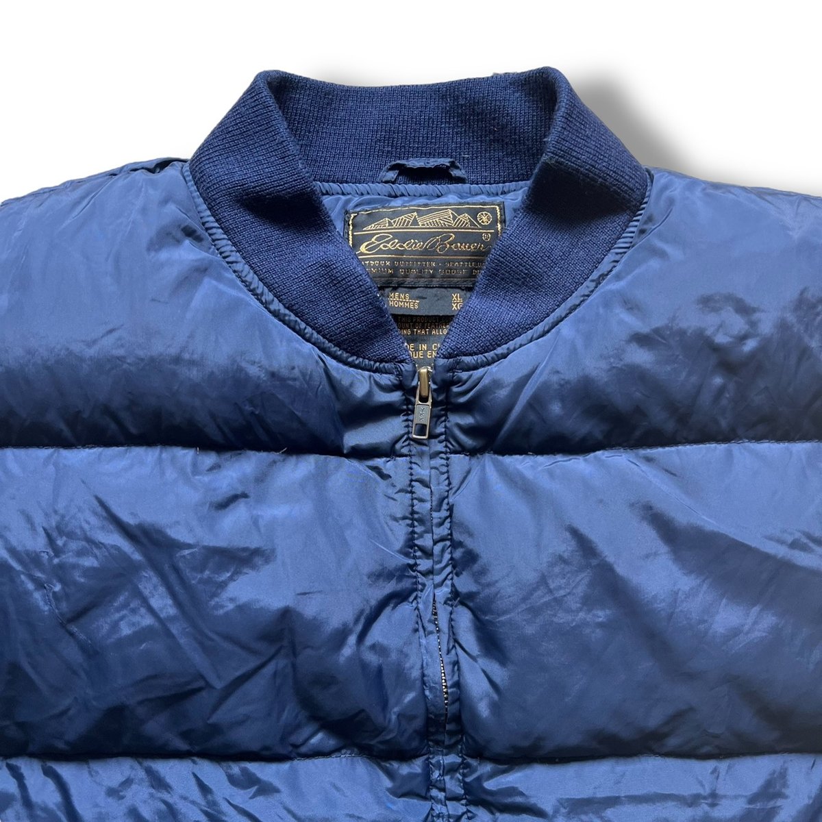 80's Eddie Bauer / Nylon Down Vest / Navy XL /