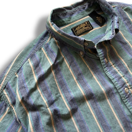 80's Eddie Bauer / Striped Cotton Shirt / XL / Used