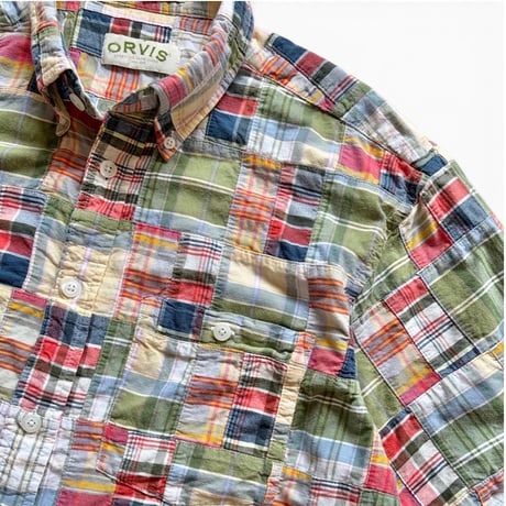 ORVIS / Plaid Patch Work Shirt / L / Used
