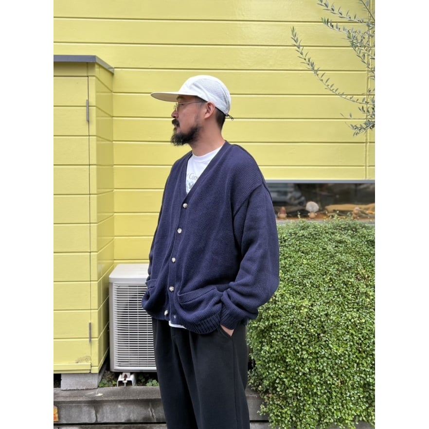 90's Eddie Bauer / Cotton Cardigan / Navy XXL /
