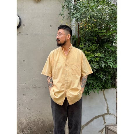 nautica / Plaid Seersucker B.D.Shirt / Yellow L / Used