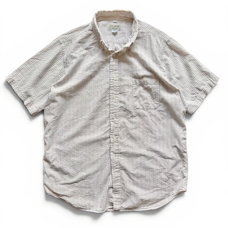 Made in USA / 80-90's L.L.Bean / Striped Seersucker Shirt / XL / Used