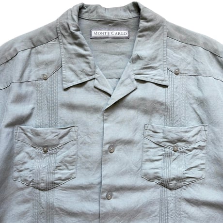 MONTE CARLO / Linen Cuba Shirt / Pistachio XL相当 / Used