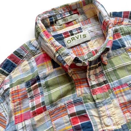ORVIS / Plaid Patch Work Shirt / L / Used