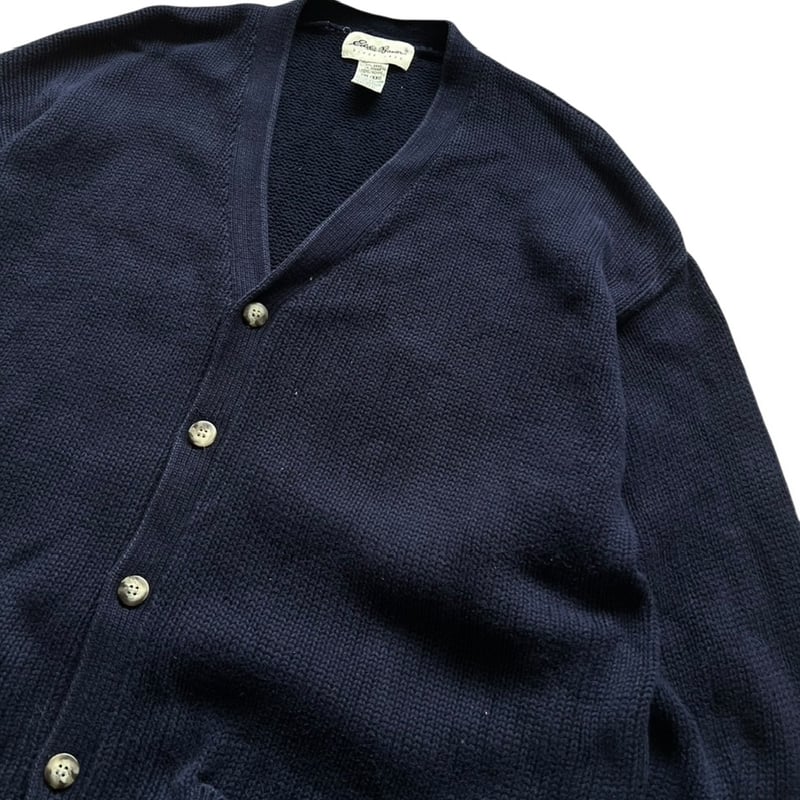 90's Eddie Bauer / Cotton Cardigan / Navy XXL /