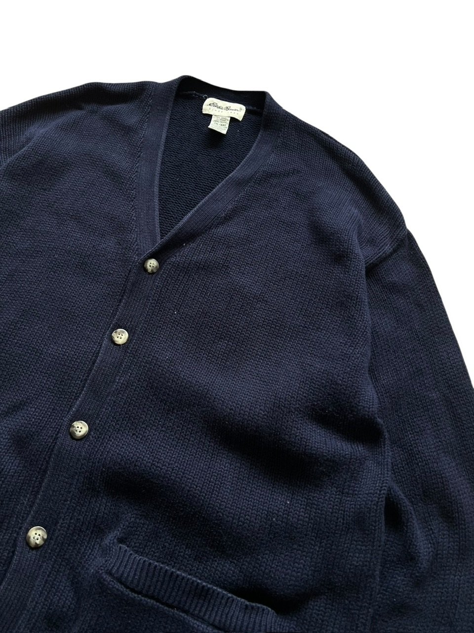 90's Eddie Bauer / Cotton Cardigan / Navy XXL /