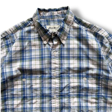 90's Eddie Bauer / Plaid Cotton Shirt / L / Used