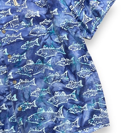 00's Columbia / Fish Patterned Open Color Shirt / L / Used