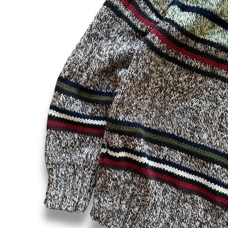 90's J.CREW / Cotton Border Knit / XL / Used