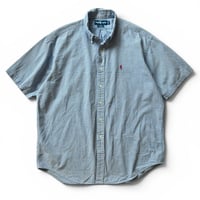 Ralph Lauren / "BLAKE" Plaid Seersucker B.D.Shirt / Blue L / Used