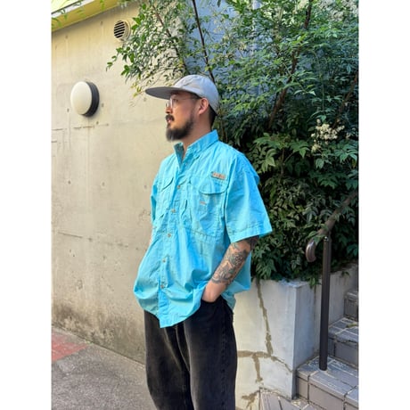 00's Columbia / PFG Field Shirt / Mint Blue L / Used