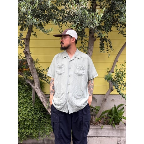 MONTE CARLO / Linen Cuba Shirt / Pistachio XL相当 / Used