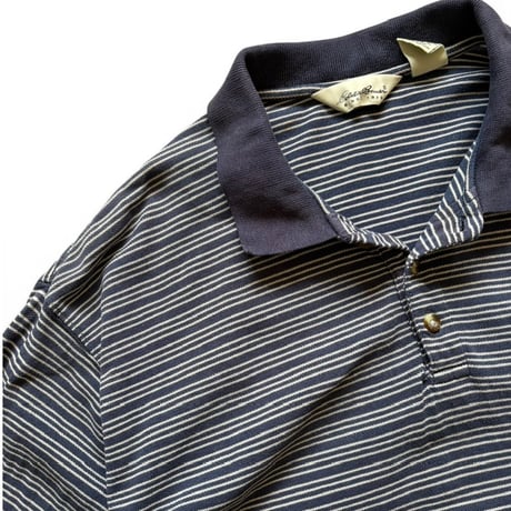 90's Eddie Bauer / Striped Polo Shirt / Navy XL / Used