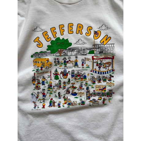 Made in USA / 90's Illustration Tee / White XL / Used