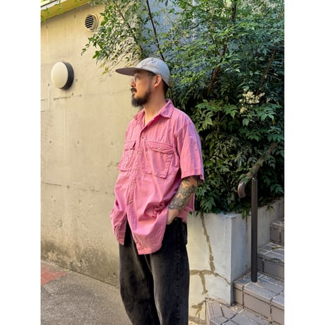 90's L.L.Bean / Cotton Field Shirt / Peach XL / Used