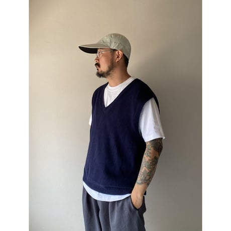 Made in USA / LANDS'END / Cotton Knit Vest / Navy L / Used