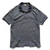 90's Eddie Bauer / Striped Polo Shirt / Navy XL / Used