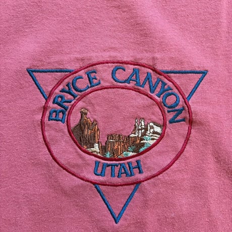 Made in USA / embroidered BRYCE CANYON Tee / Terracotta Pink XL / Used