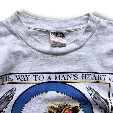 Made in USA / 90's Printed  Fly Trout Tee / Ash XL / Used