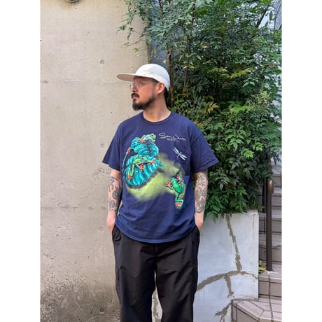 Frog Printed Tee / Navy XL / Used