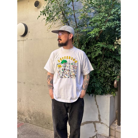 Made in USA / 90's Illustration Tee / White XL / Used