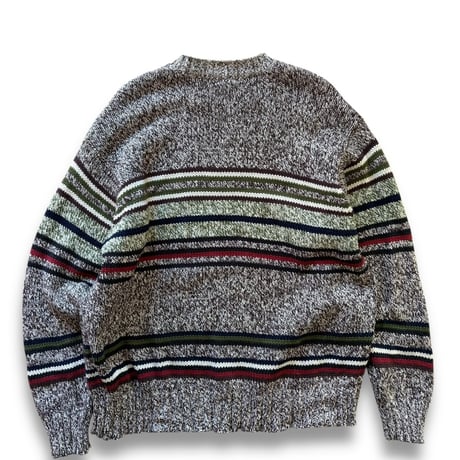 90's J.CREW / Cotton Border Knit / XL / Used