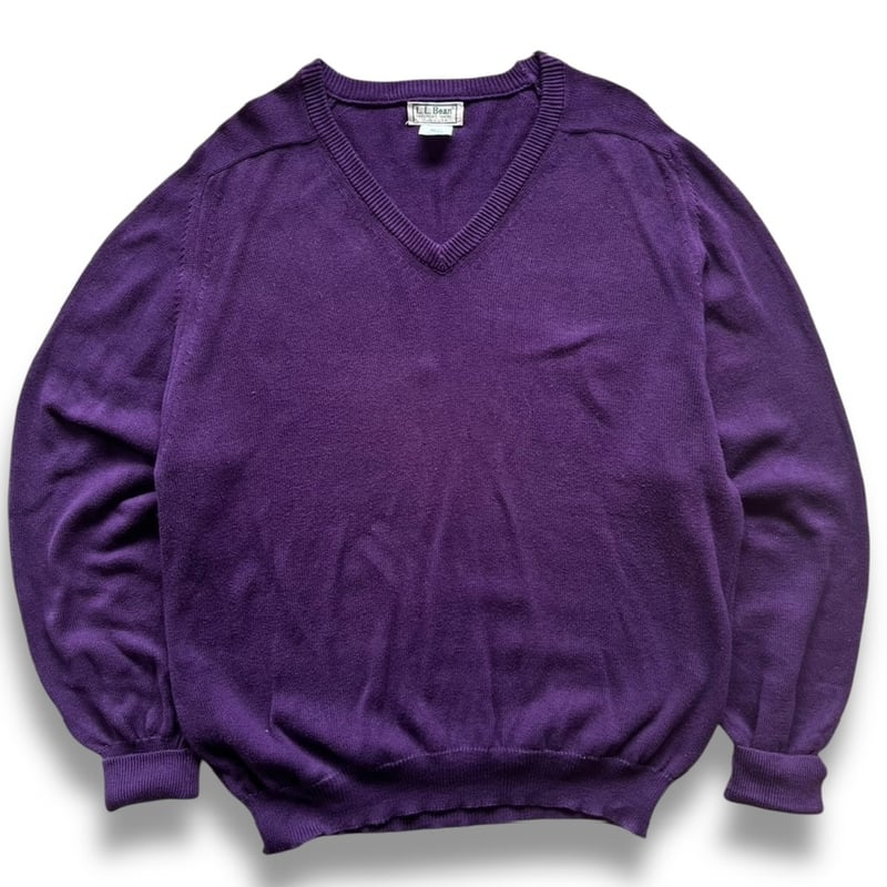Made in USA / 80's L.L.Bean / Cotton V Neck Kni