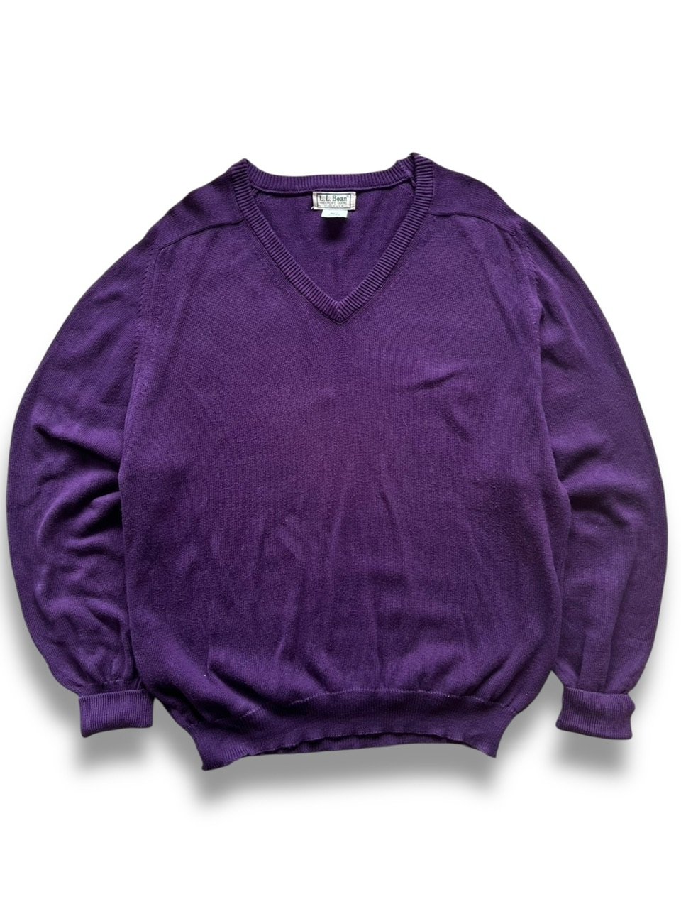 Made in USA / 80's L.L.Bean / Cotton V Neck Kni