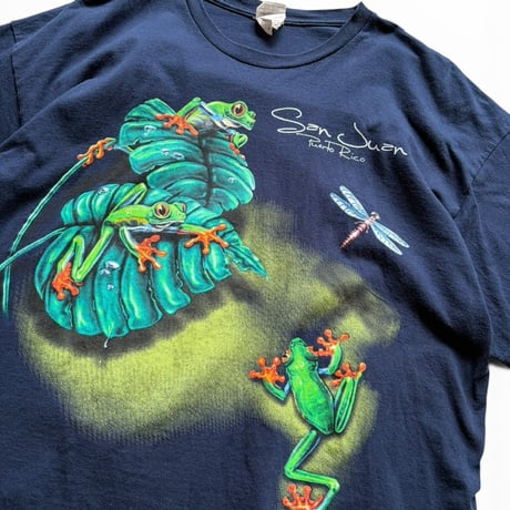 Frog Printed Tee / Navy XL / Used