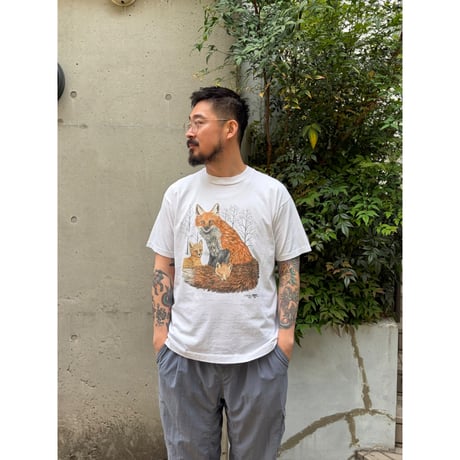 Made in USA / 90's Fox Printed Tee / White XL / Used
