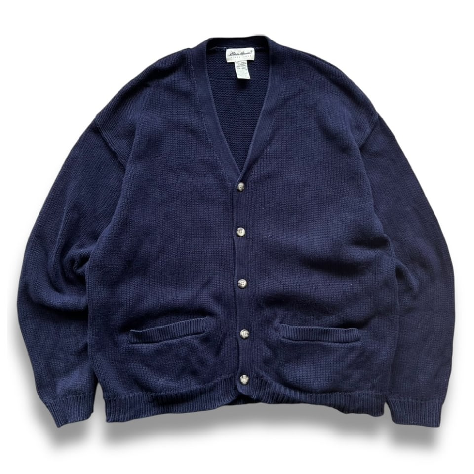 90's Eddie Bauer / Cotton Cardigan / Navy XXL /