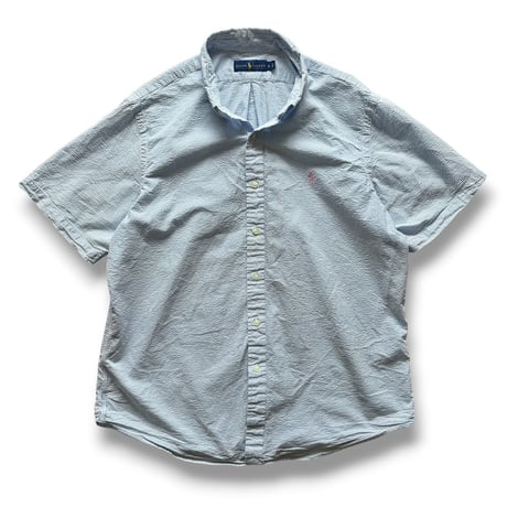 Ralph Lauren / "BLAKE" Striped Seersucker B.D.Shirt / Blue XL / Used
