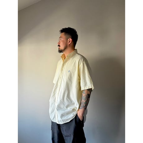 Ralph Lauren / "BLAKE" Striped Seersucker B.D.Shirt / Yellow XL / Used