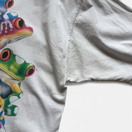 90's Frog Printed Tee / White L相当 / Used