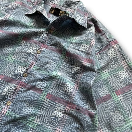 80's Eddie Bauer / Patterned Cotton Shirt / M / Used