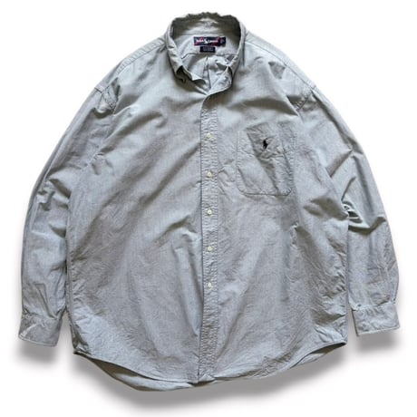Ralph Lauren / "BIG SHIRT" Plaid B.D.Shirt / Grey L / Used