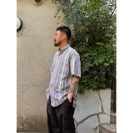 90's Eddie Bauer / Striped Cotton Shirt / L / Used