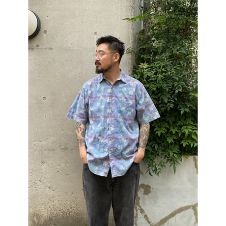 80's Eddie Bauer / Patterned Cotton Shirt / M / Used