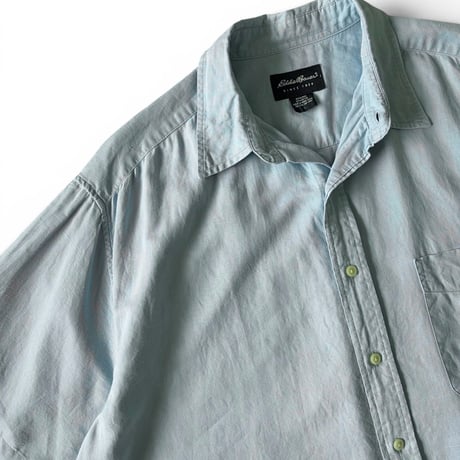 00's Eddie Bauer / Linen Shirt / Lt.Blue L / Used