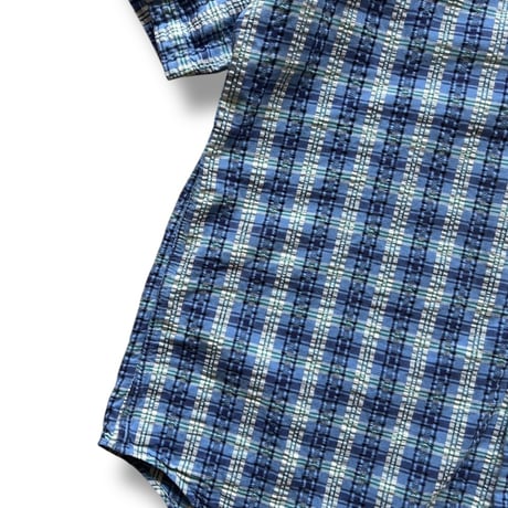 Made in USA / 80's L.L.Bean / Plaid Seersucker Shirt / XL / Used