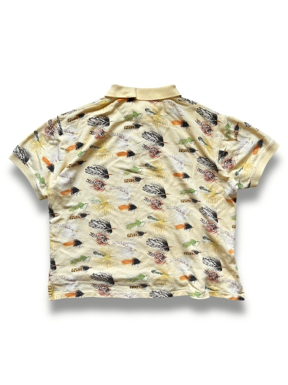 90's ORVIS / Fly Printed Polo Shirt / Yellow XL