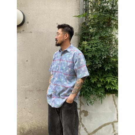 80's Eddie Bauer / Patterned Cotton Shirt / M / Used