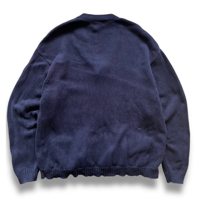 90's Eddie Bauer / Cotton Cardigan / Navy XXL /