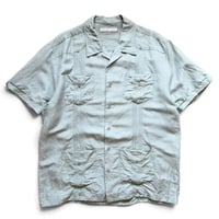 MONTE CARLO / Linen Cuba Shirt / Pistachio XL相当 / Used
