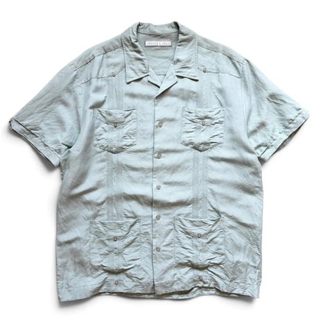 MONTE CARLO / Linen Cuba Shirt / Pistachio XL相当 / Used