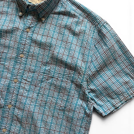 90's Eddie Bauer / Plaid Seersucker Shirt / S / Used