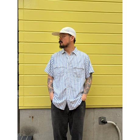 80-90's L.L.Bean / Striped Field Shirt / L / Used
