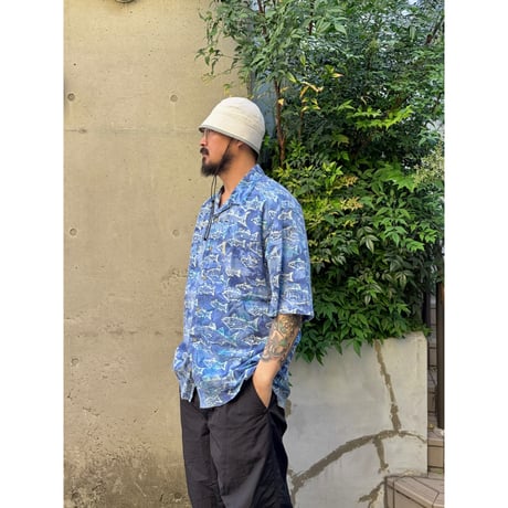00's Columbia / Fish Patterned Open Color Shirt / L / Used