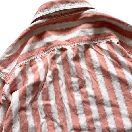 90s GAP / Striped Work Shirt / Coral L / Used