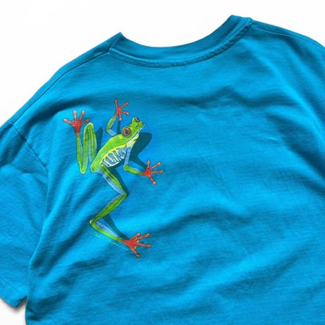 Made in USA / 90's Frog Printed Tee / Blue L / Used